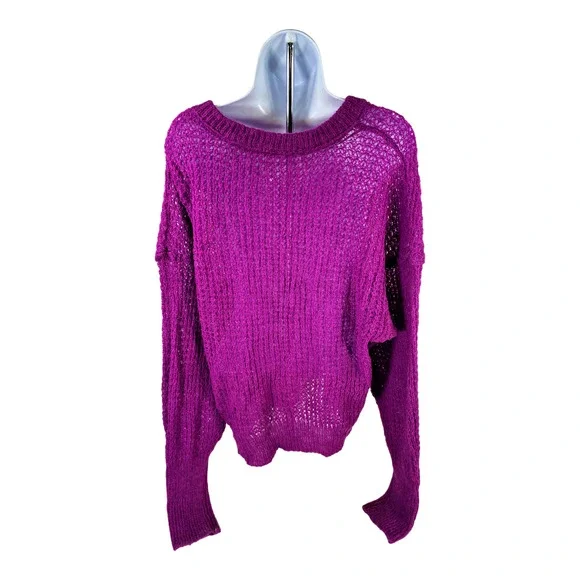 NEW Free People Women’s Purple Orchid Knit Lulu Oversize Sweater - XS - Picture 2 of 6